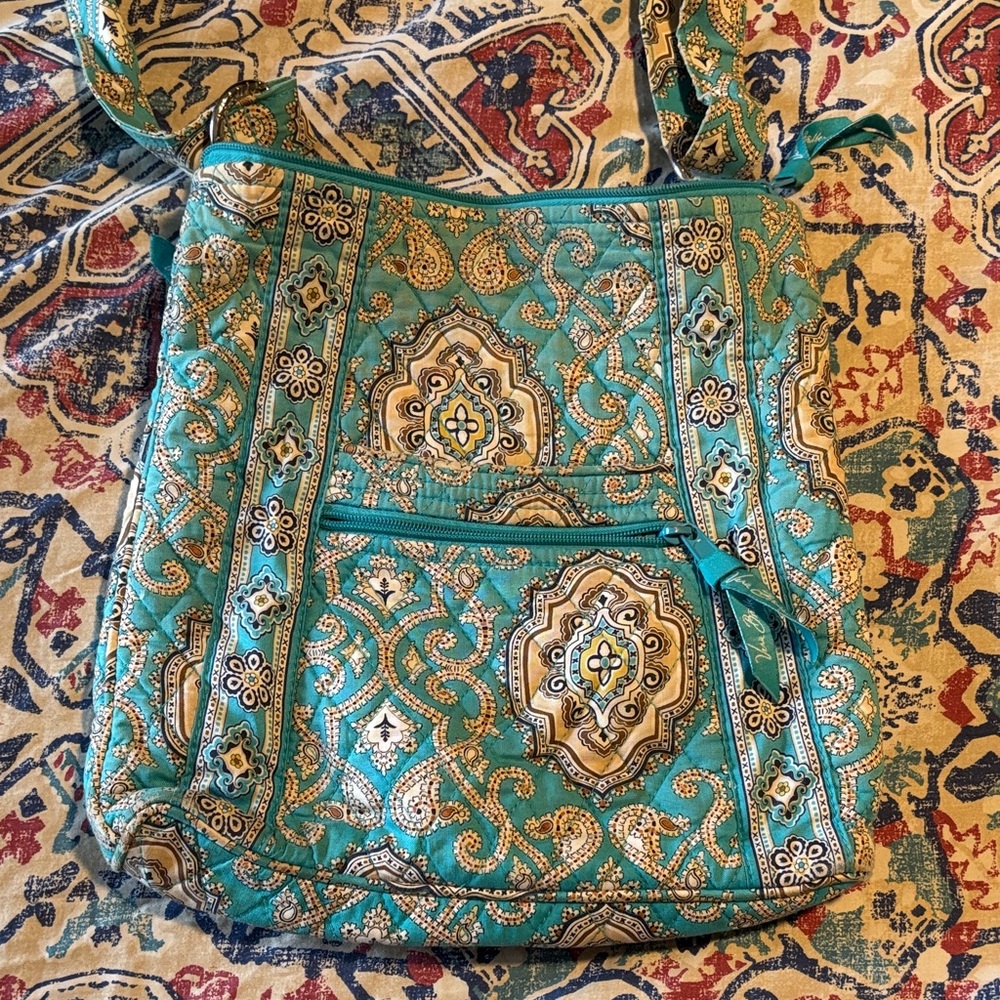 Vera Bradley Teal Paisley Medallion Quilted Hipster Crossbody